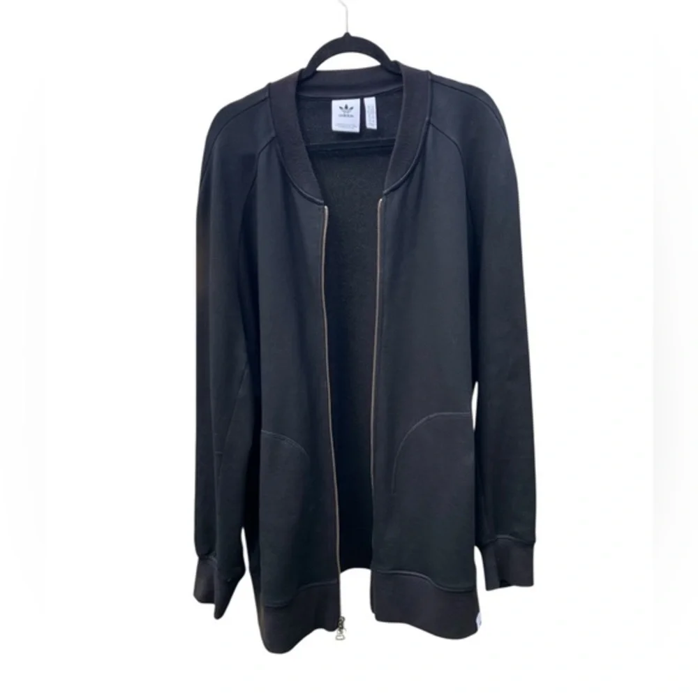 Adidas Mens Jacket‎ L Black Full Zip Longline Fleece BP8958